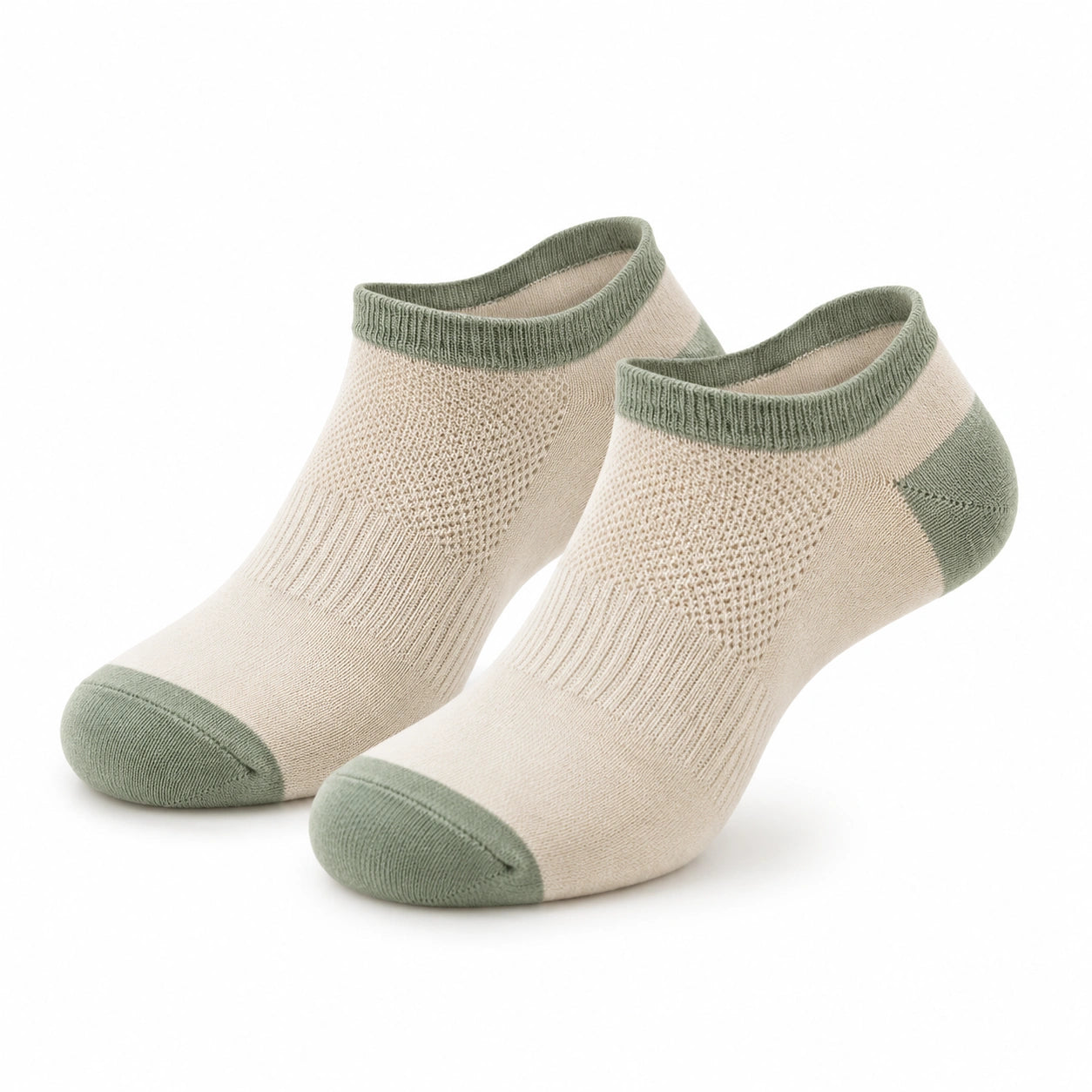 Chaussettes courtes 39-42 en maille beige vert respirantes