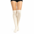 Chaussettes hautes 39-42 en maille écrue à torsades style classique