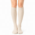 Chaussettes hautes 39-42 en maille côtelée beige style classique