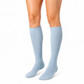 Chaussettes hautes 35-38 bleu clair en maille unie style classique