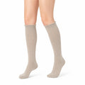 Chaussettes hautes 35-38 en maille beige côtelée style classique