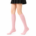Chaussettes montantes 39-42 en maille textile rose côtelée style scolaire