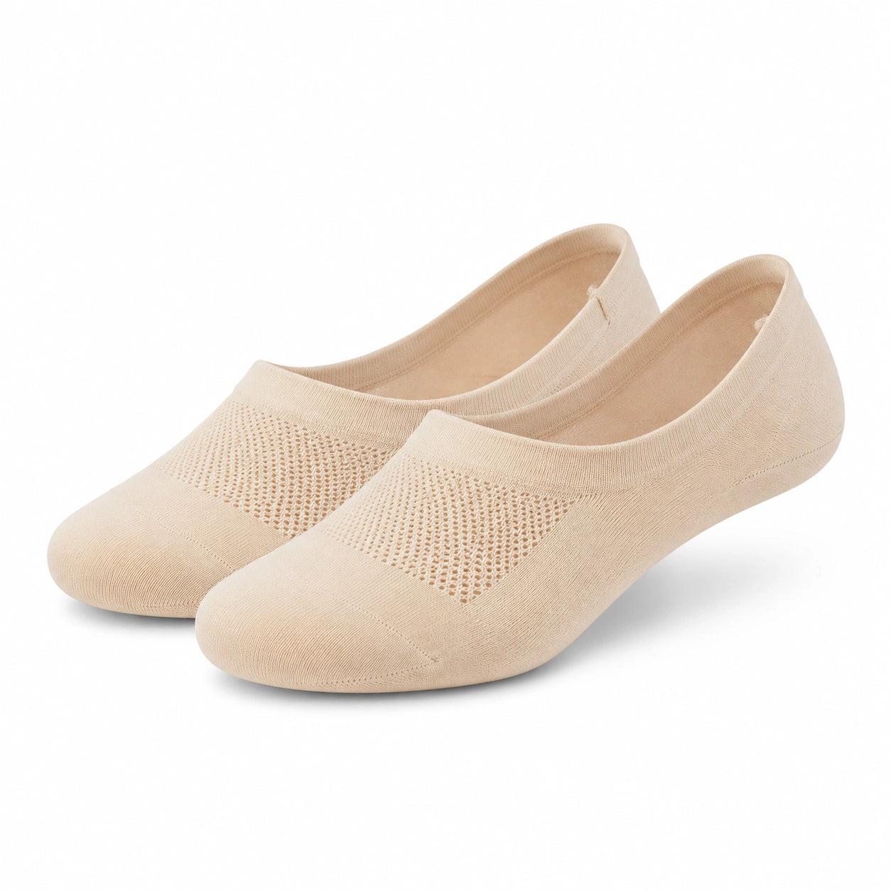 Socquettes invisibles 35-38 en maille textile beige - légères et respirantes