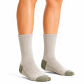 Chaussettes mi-mollet 43-46 en maille beige kaki - côtelées pour usage quotidien