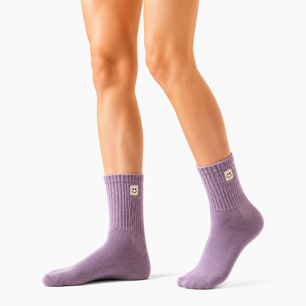 Chaussettes 43-46 en coton violet côtelées style décontracté
