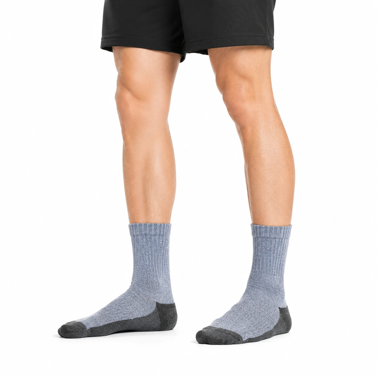 Chaussettes mi-mollet 35-38 textile gris noir côtelées usage quotidien