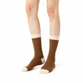 Chaussettes mi-mollet 39-42 en maille textile marron écru pour usage quotidien côtelées