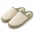Chaussons d'intérieur 38/39 en textile beige et vert - semelle plate confortable