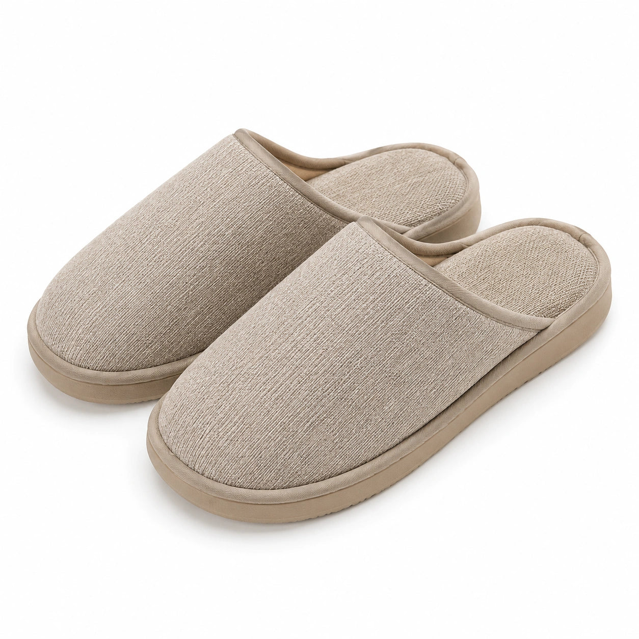 Chaussons d'intérieur 40/41 en textile beige à semelle texturée