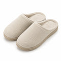 Chaussons 40/41 en textile côtelé beige à semelle antidérapante pour intérieur