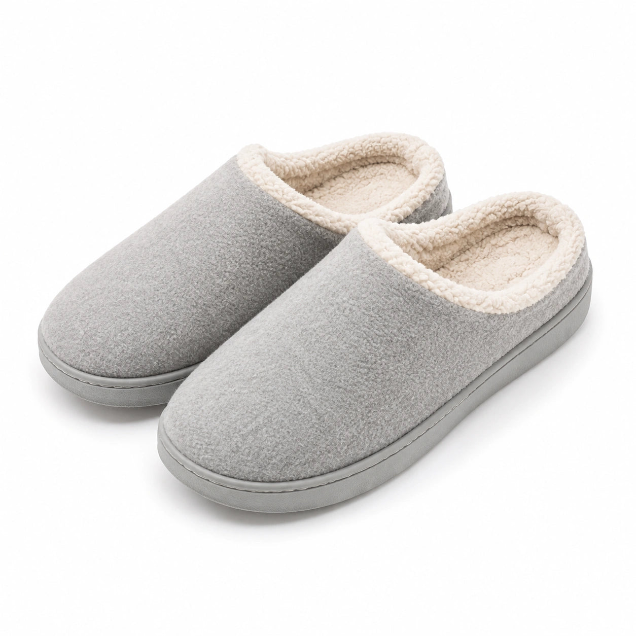 Chaussons 42/43 gris en textile doublure effet mouton pour intérieur