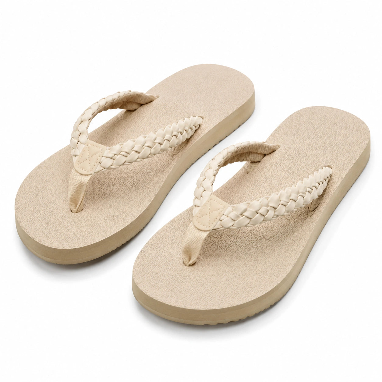 Tongs femme taille 40/41 beige en matières synthétiques à brides tressées