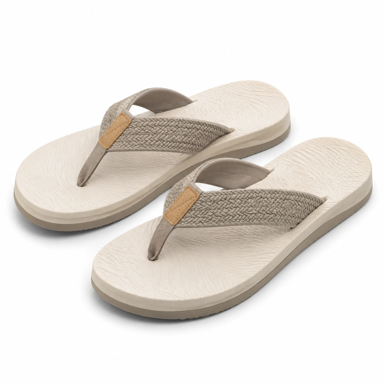 Tongs 38/39 beige en matière synthétique à brides tressées pour été
